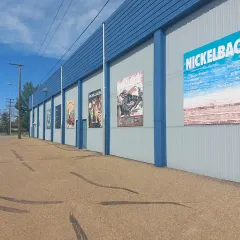 The Hanna Arena with Nickelback album covers