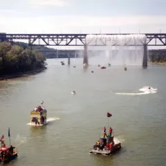 The Great Divide waterfall pouring off the High Level Bridge, Edmonton