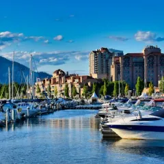 Boats docked on Okanagan Lake at Kelowna