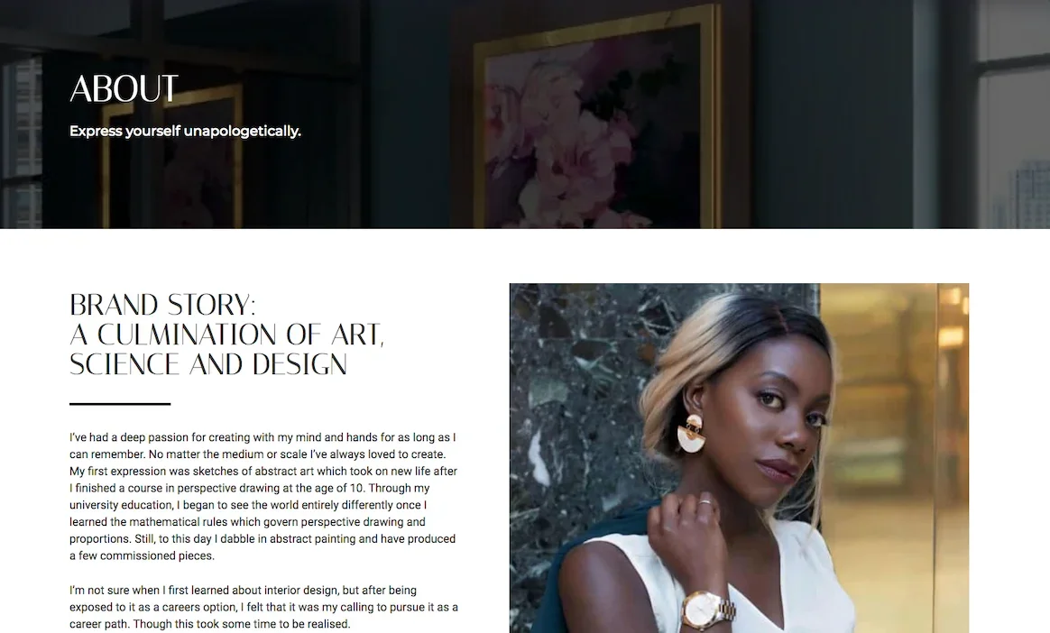 Linger Design Studio website, detail 1