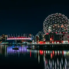 Science World and the False Creek skyline in Vancouver