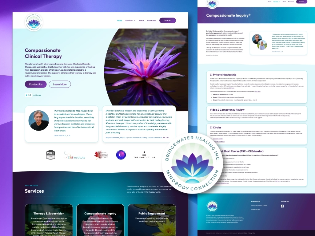 Bridgewater Healing website