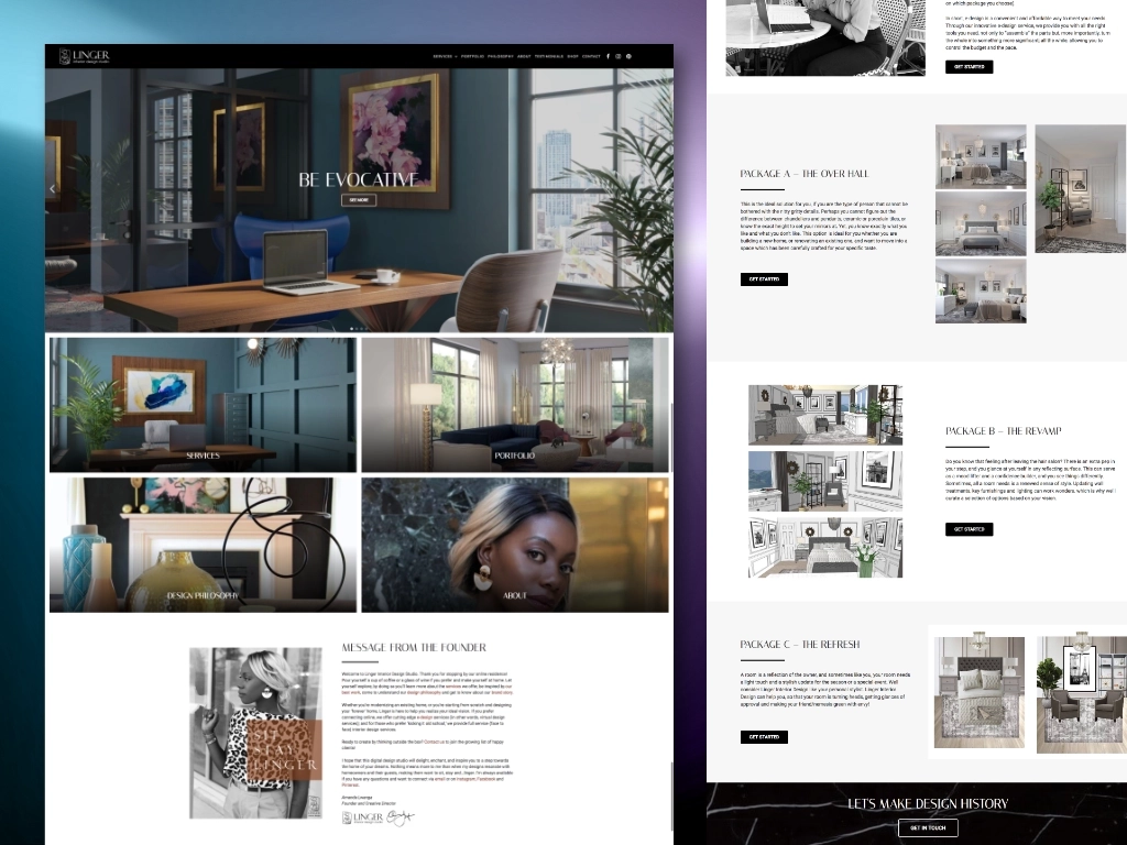 Linger Design Studio website