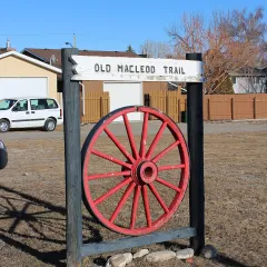 The Old Macleod Trail sign in Fort Macleod