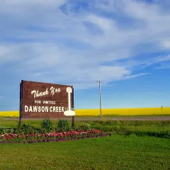 The welcome to Dawson Creek sign